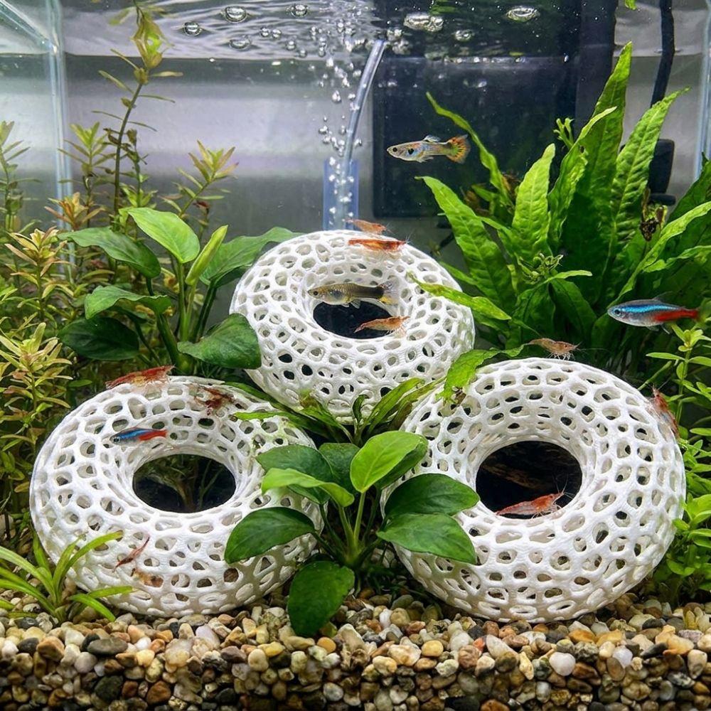 Porous Structure Aquarium Fish Shelter 3D Printed Fish Resting Place Betta Habitat Small Fish