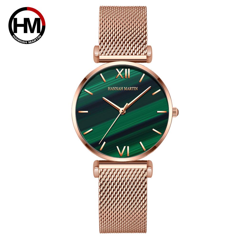 Hannah Martin Women's Waterproof Malachite Green Dial Watch