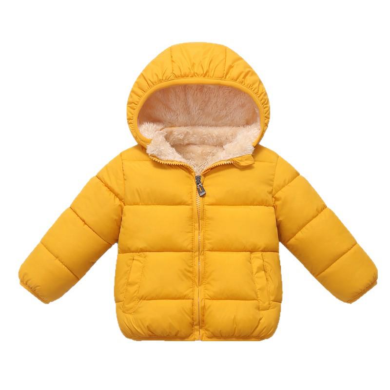 2026 Kids' Hooded Plaid Fleece-Lined Down Jacket for Boys & Girls, Warm Cotton Outerwear for Baby, Autumn & Winter.