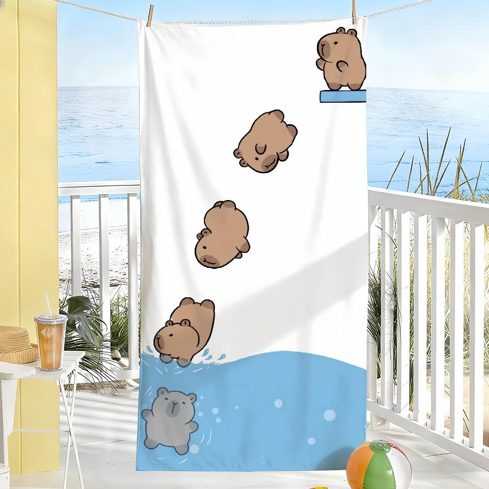 Cartoon Capybara Cute Towel Soft Pool Gift For Travel Gym Shower Camping Quick Dry Sports Large Beach Towels