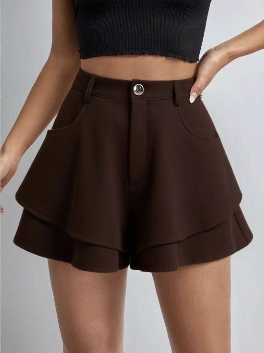 

2026 Spring European & American High-Waisted Slimming A-Line Suit Skirt for Women Extra Large (XL) кавовий