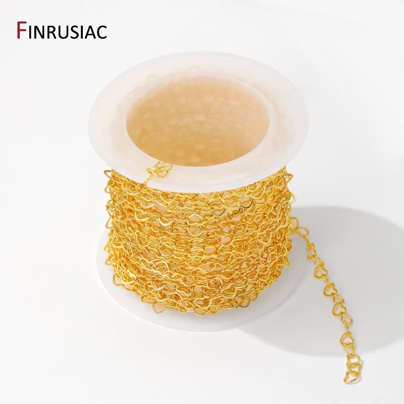 14/18K Vergoldetes Messing Liebesherz Form Kettengliederkette Für Schmuckherstellung, DIY Handgemachtes Armband Halskette Herstellung Zubehör