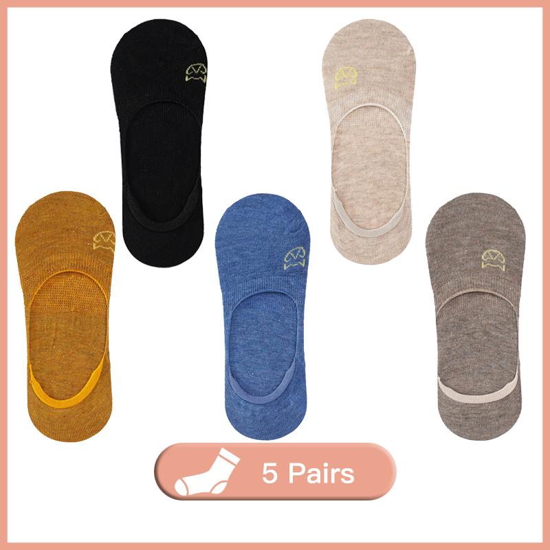 5Pairs/Lot Women Silicone Non Slip Invisible Socks Summer Solid Color Low Cut Boat Sock Female Cotton No Show Slipper Socks