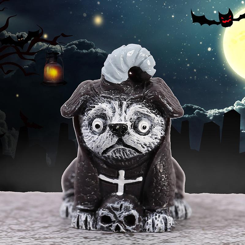 2025 3D Horror Halloween Decoration Miniature Raven Tombstone Ghost Skeleton Skull Micro Resin Figurine Ornaments