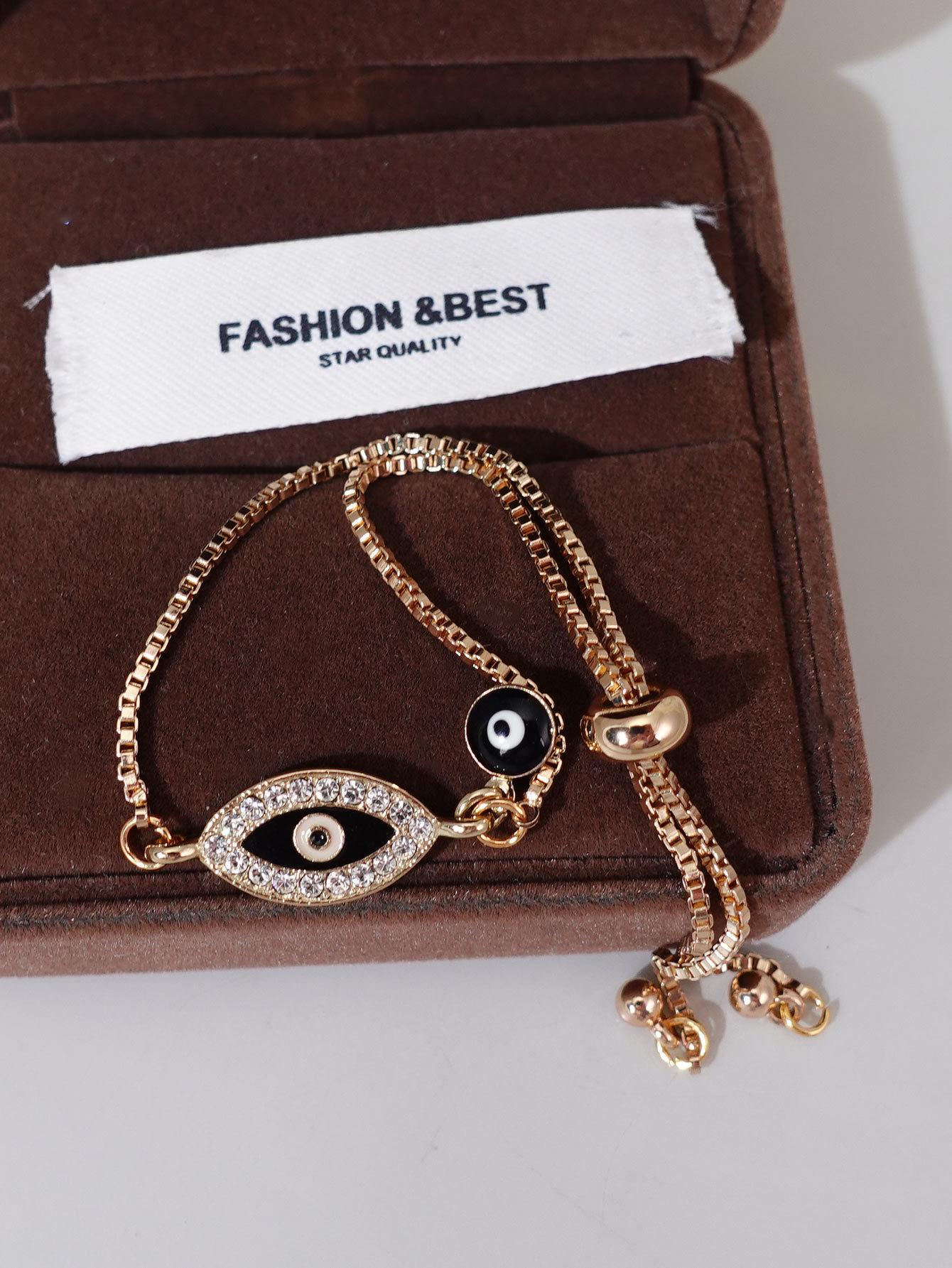 

Браслет с микроинкрустацией цирконами в стиле ретро хип-хоп «Сглаз» для женщин