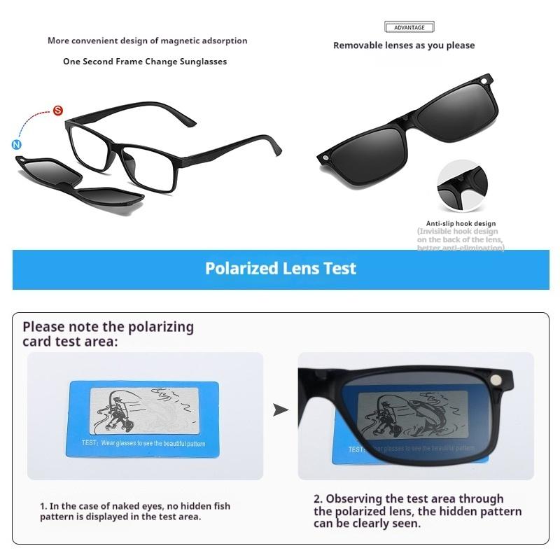 6In1 Tr Magnetic Frame Sunglasses Tr Hanging Frame With Interchangeable Lenses For Men And Women Sunglasses