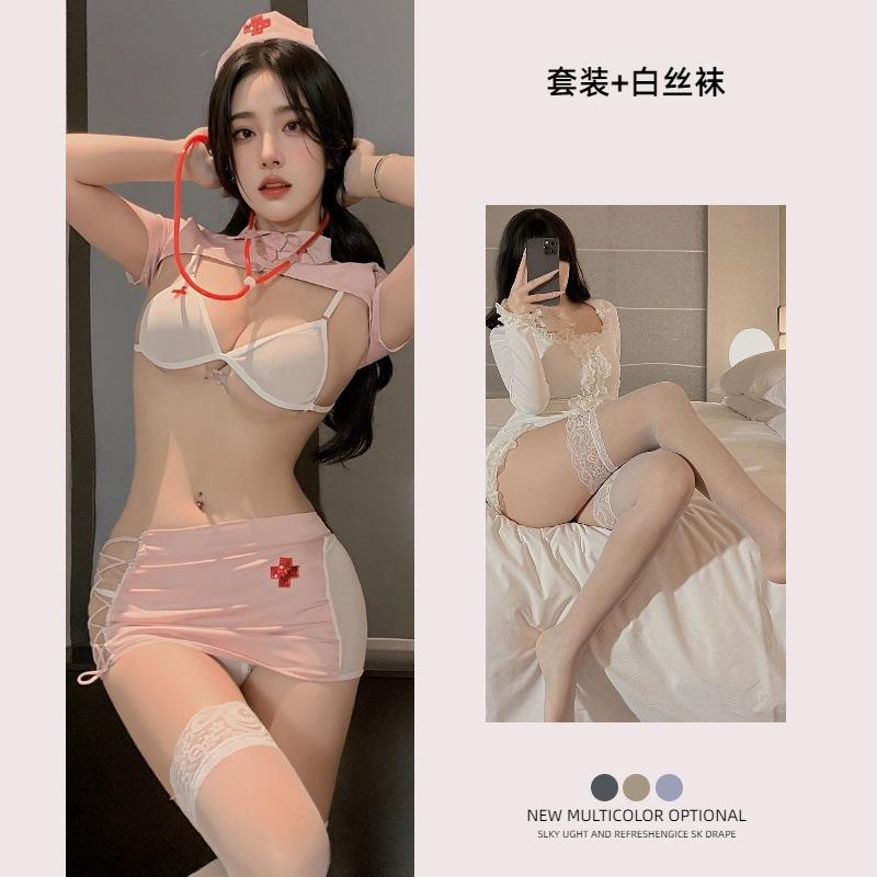 erotic underwear pure desire erotic uniform small nurse suit side strap three-point lace-up temptation suit