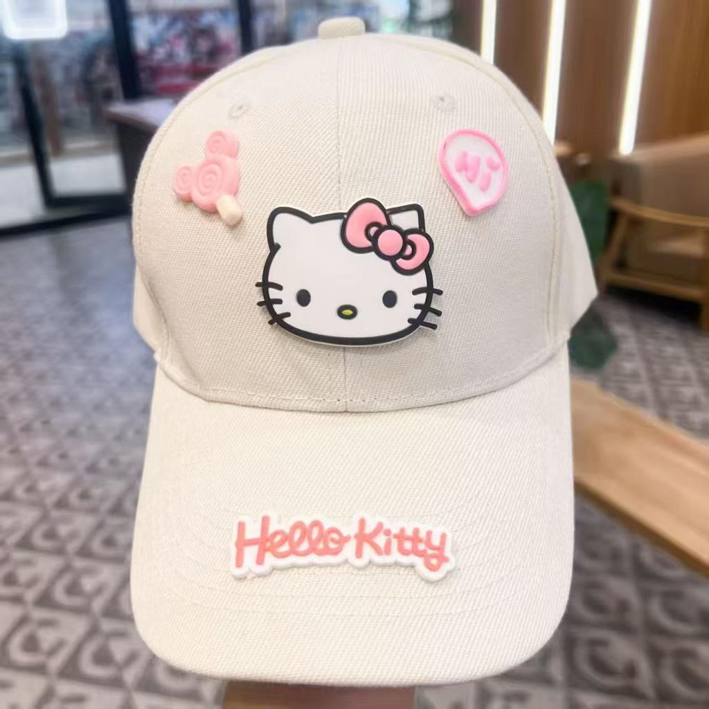 Sweet Hello Kitty cartoon Baseball Hat For Women student kids Solid Color Girl Peaked Cap Outdoor Soft Cotton Sun Visors Hat