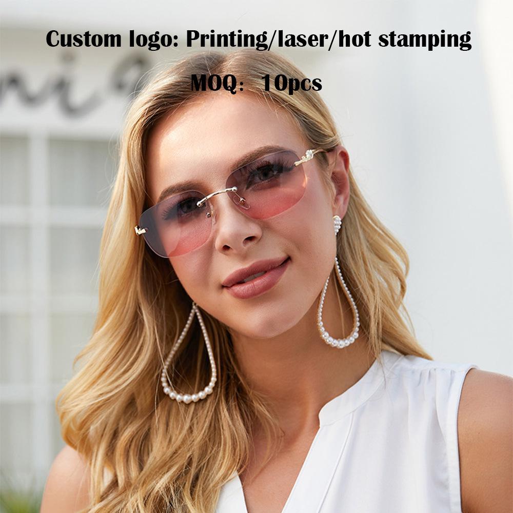 Trendy Rimless Small Frame Sunglasses for Women – Fashionable Cut Edge Design
