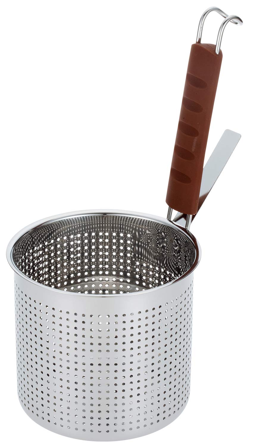 

Sanpo Sangyo Udon Simmering Strainer with Silicone 09253460 Utensil, Silver, Medium, Flat-Bottomed Handle,