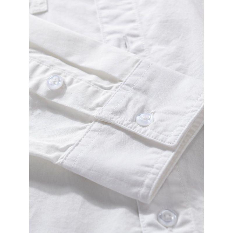 Spring & Fall Work Clothing Casual Overshirt Double Pocket Youth Pure Color Tough Guy Men Long Sleeves Shirt Japanese Style Tooling Style