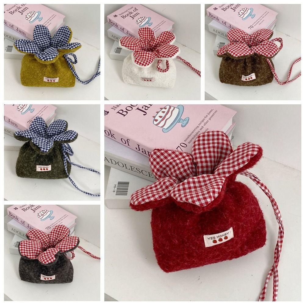 Storage Bag Plush Flower Drawstring Bag Korean Style Small Crossbody Bag Phone Bag Student