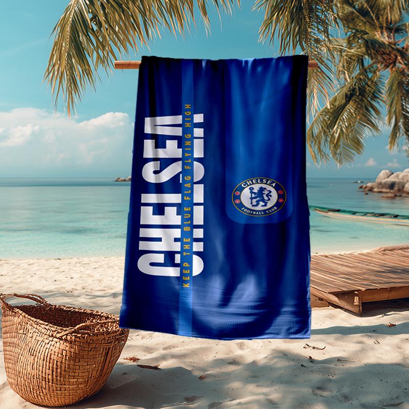 Ultra-Soft Beach Towel with Chelsea Football Club Theme,Ideal for Pool - Camping, Diving - Perfect Travel Essential, Vibrant Beach Towel.
