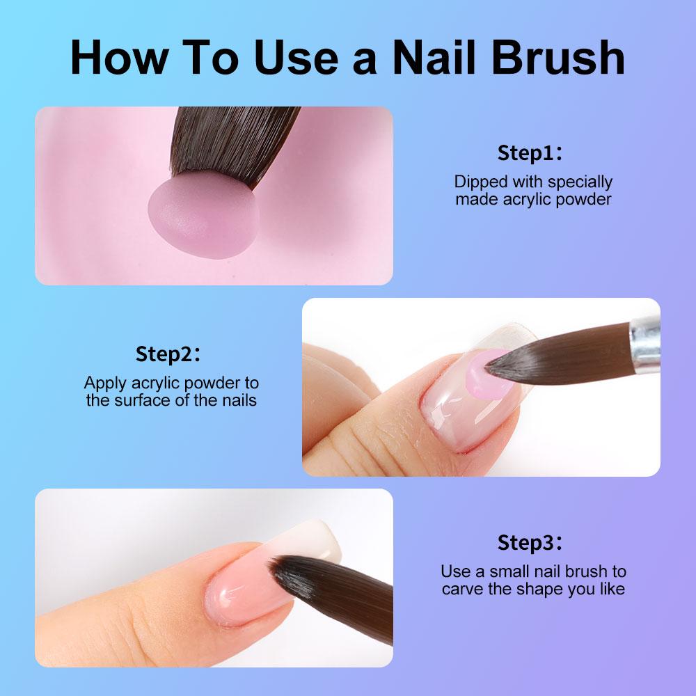 Kolinsky Pincel de Unhas para Manicure Pincel de Gel para Unhas Pincel de Arte 3D Acrílico Líquido Pó Escultura Pincel de Gel Delineador Caneta de Desenho