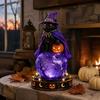 Unique Halloween Gift for Friends LED Lighted Faux Crystal Ball Decoration, Resin Witch/Skeleton/Cat/Ghost Figurine with Led Light