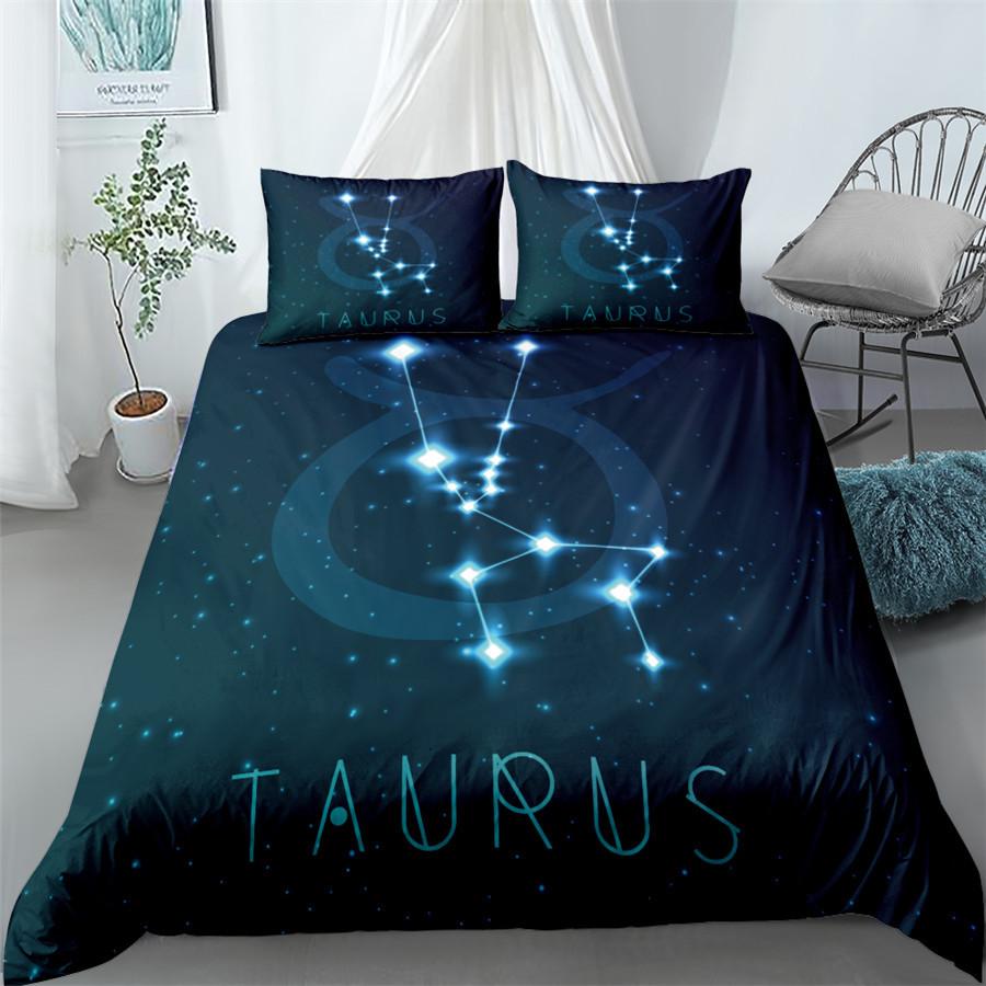 Scorpio Duvet Cover Set 12 Constellation Bedding Set Outer Space Galaxy Starry Sky Polyester Comforter Cover King Queen Size