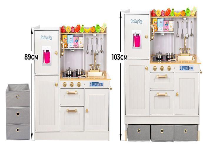 Cuisine en bois pour enfants LED et sons, hauteur réglable, accessoires complets - Green Series (GS0060-1)