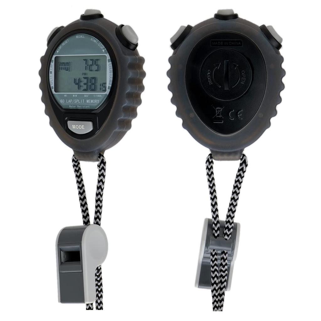 CREPHA Digitale Sportstoppuhr mit Alarm, Runden-Countdown-Timer, Schwarz (TEV-4026-BK)