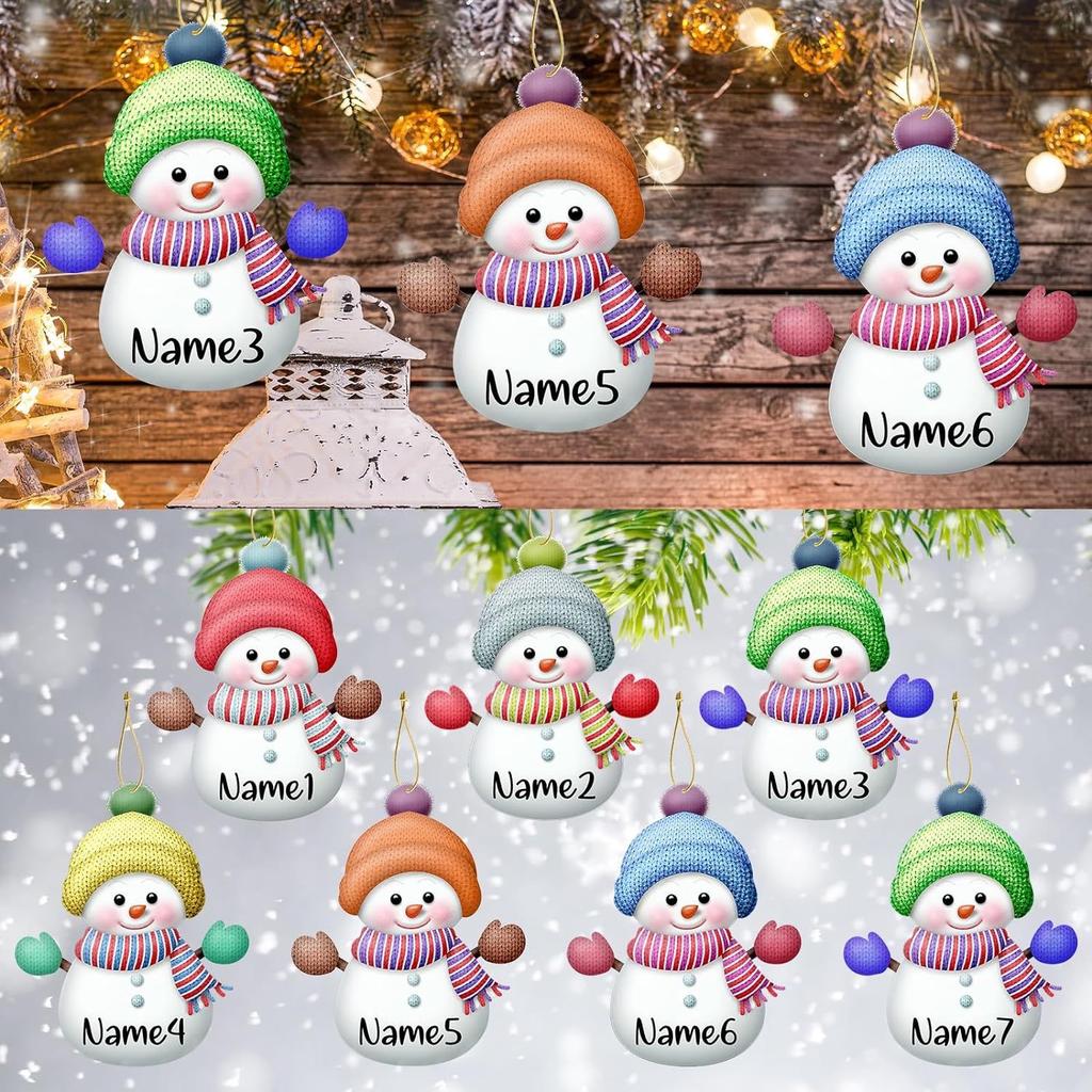 Christmas Acrylic 2D Snowman Ornament, Hanging Decor for Car Mirror, Backpack, Tree with Hook, Festive Gift Accessorie