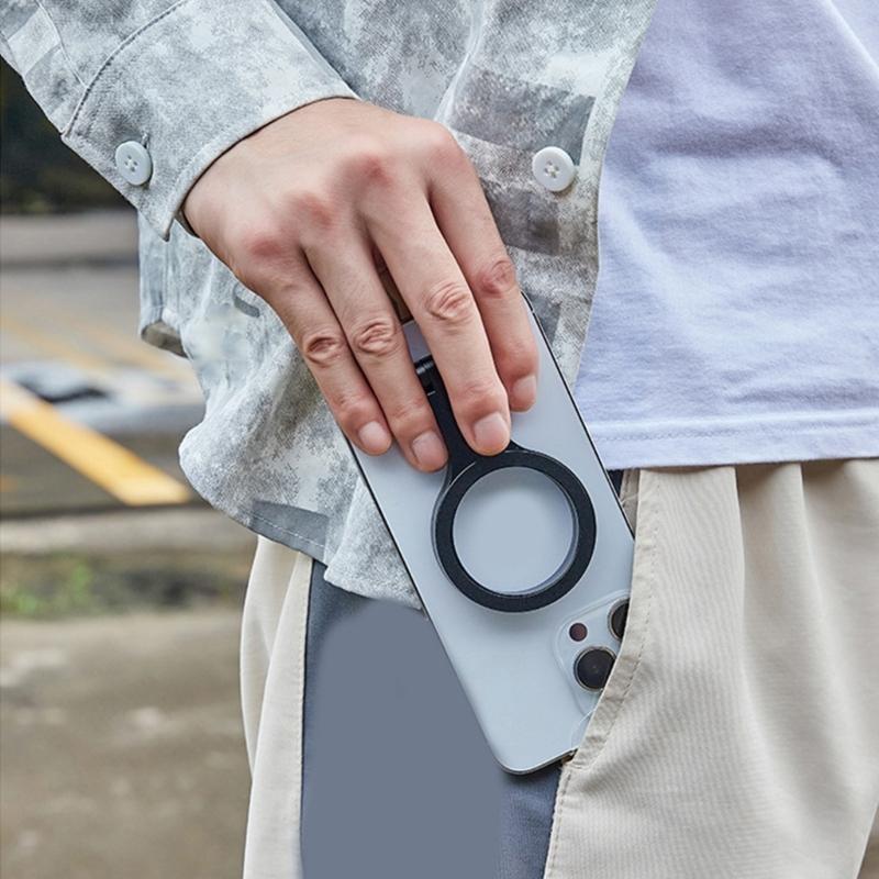 Portable Metal Phone Mount Adjustable Multiple Angle Magnetic Base Mobile Phone Rack for Content Creators Travel Office Use