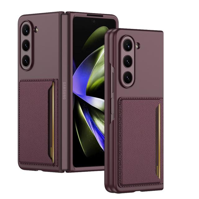 

GKK Ультратонкий противоударный пластиковый чехол для Samsung Galaxy Z Fold 5 5G задняя кожаная сумка для карт Жесткий защитный чехол Samsung Z Fold 5 вино красного