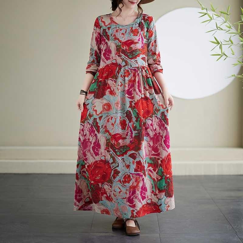 Vintage Long Skirt Flesh-Covering Dresses