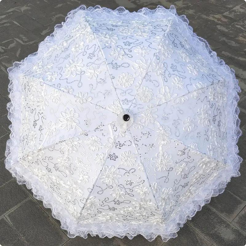 Vintage Luxus Doppel-Lagen Spitze Blume Sonnenschirm Frau Reise Stark Winddicht Regendicht UV Regenschirm Geschäftsgeschenk