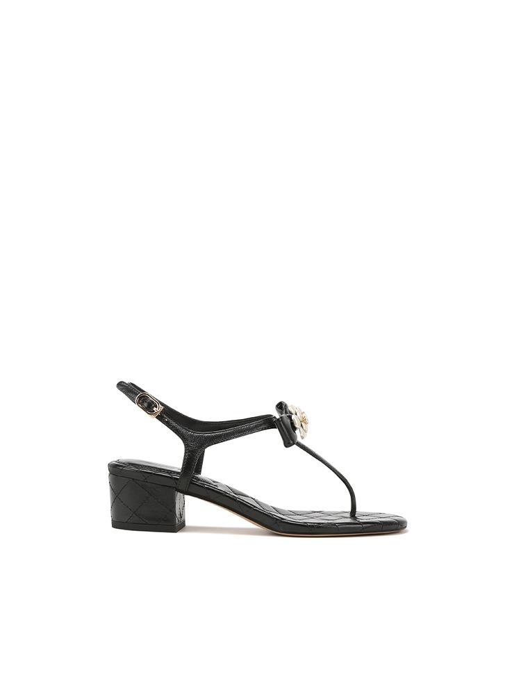 Yuanlitong Summer New High-heeled Sandals Women Wear Versatile High-end Camellia Flat Sandals Women's Fashion