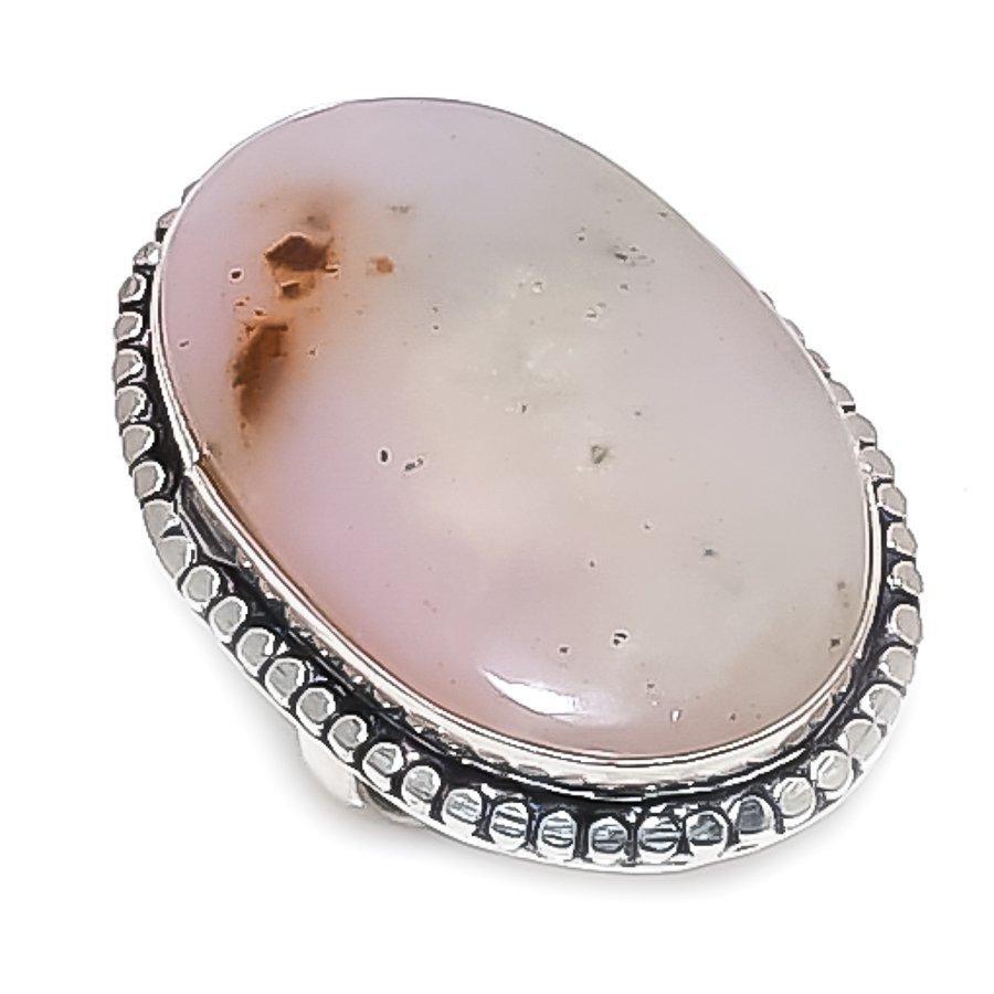 

Натуральный розовый опал драгоценный камень ручной работы 925 стерлинговое серебро ювелирное кольцо размер 8 N0g68