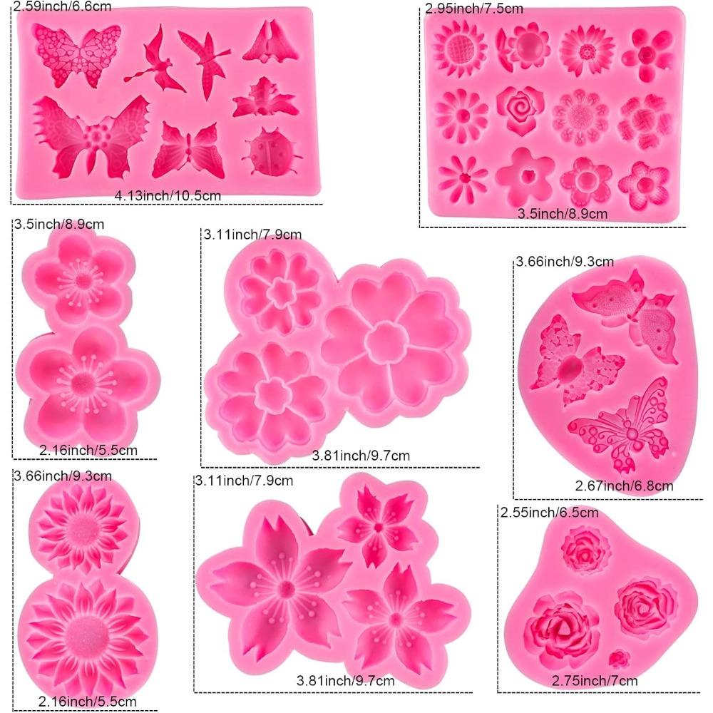 Flower Silicone Cake Molds,Butterfly Candy Molds Rose Mold Leaf Mold Silicone for Cake Decorating Cupcake Topper Cake Pops Candy Soap Making