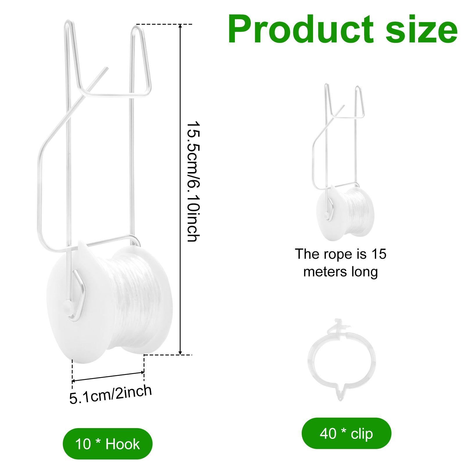 

10Pcs Tomato Roller Hooks Sturdy Flower Vine Crop Trellis Kit with 15m Rope Multipurpose Twine Vine Crop Trellis Roller Hooks 10Pcs белый