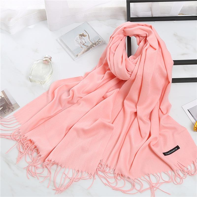 2024 Autumn And Winter Imitation Cashmere Scarf Solid Color Fashionable Versatile Warm Shawl Tassel Scarf