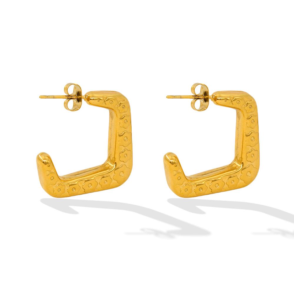 High-Quality Retro Geometric Metal Earrings: Unique Design for Women золотой