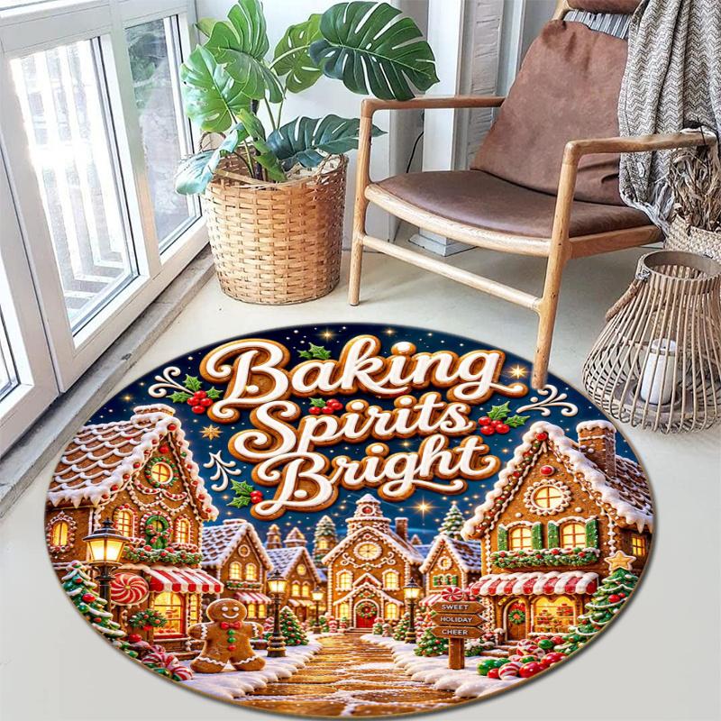 Cute cartoon gingerbread man Christmas gift rug home soft decorative anti-slip yoga table and chair mat carpet outdoor floor mat carpet Y1