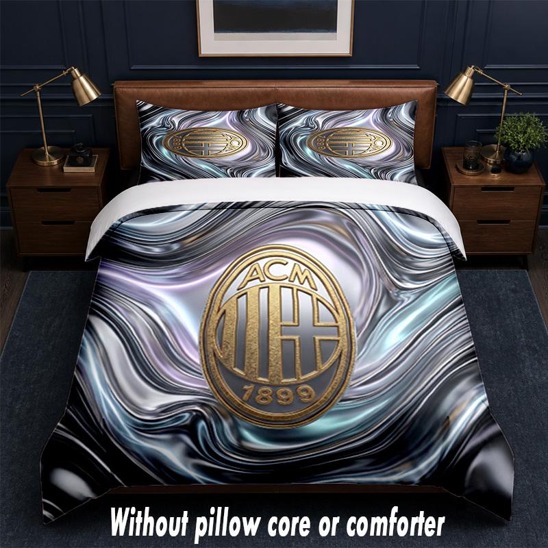 AC Milan Design Bed Bedding Set 1 Duvet Cover + 2 Pillowcases Soft Breathable Household Bed Linens
