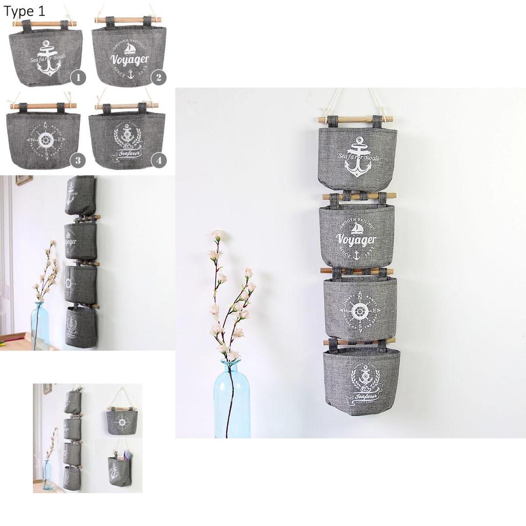 Borsa portaoggetti da appendere alla parete Zakka Cotone Lino Per Organizzazione Camera da Letto