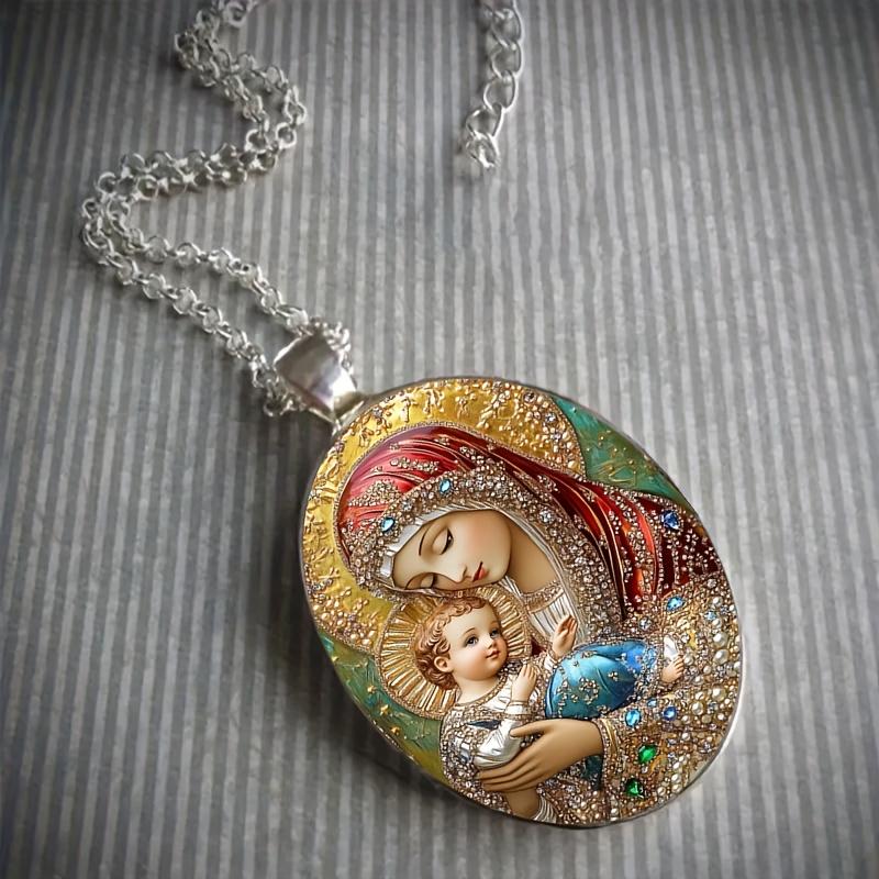 

1 шт. изысканное овальное стеклянное ожерелье-подвеска с узором ангела, романтичные и модные ювелирные аксессуары 1PC