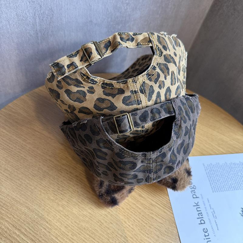 Korean version of retro y2k leopard print baseball cap for women's spring and autumn grinding and old casual cap U shows a small tide ins