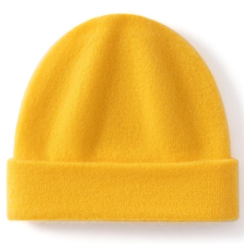 Children's Cashmere Hat% Pure Cashmere Autumn and Winter New Casual Versatile Double-layer Knitted Thermal Head Hat