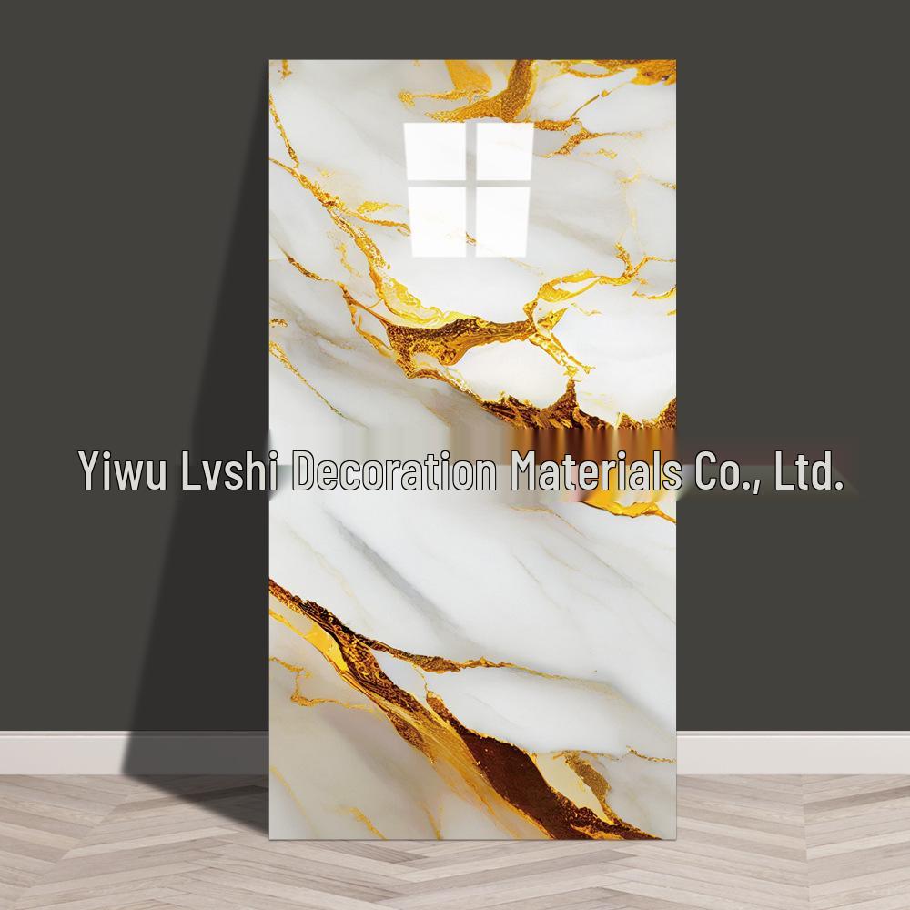 Waterproof Marble Imitation Tile Wall Sticker for Kitchen Renovation - Oil & Moisture Resistant, Self-Adhesive Decor.