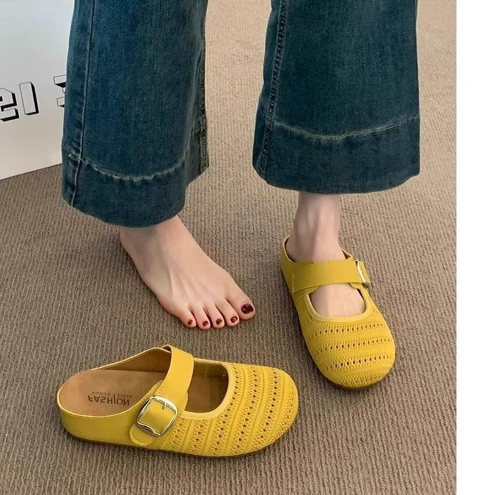 

Women wear soft bottom spring new one-pedal bag head half slippers with skirt slippers 40 жёлтый