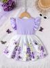 Baby Girls Floral Print Dress Casual Sleeveless Summer Princess Dress Cute Kids Clothing for Toddlers