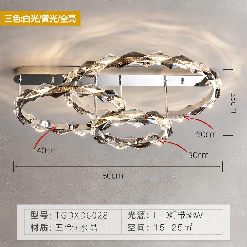 Candelabru de tavan din cristal LED de lux modern, rotund, luciu cromat, lampă pentru insulă de bucătărie, dormitor, studio, sufragerie, corp de iluminat