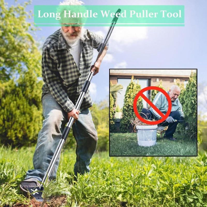 

Инструмент для выдергивания с длинной ручкой - 60 Ручной инструмент для удаления сорняков, 2 в 1 Ручные грабли и садовая мотыга для садоводства one size чёрный