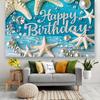 2D Tropical Ocean Starfish Birthday Backdrop Underwater Beach Party Banner