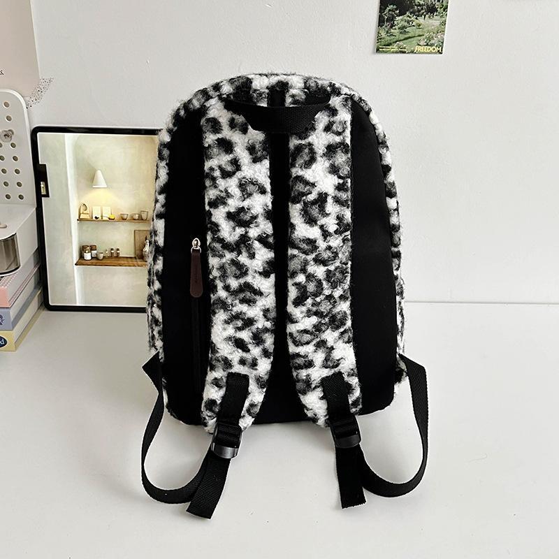 Schultaschenrucksack für Damen 1011 neuer Herbst und Winter Japanisch ins Retro Leopardenmuster Nischen-Schultasche für Damen Studenten Reiserucksack