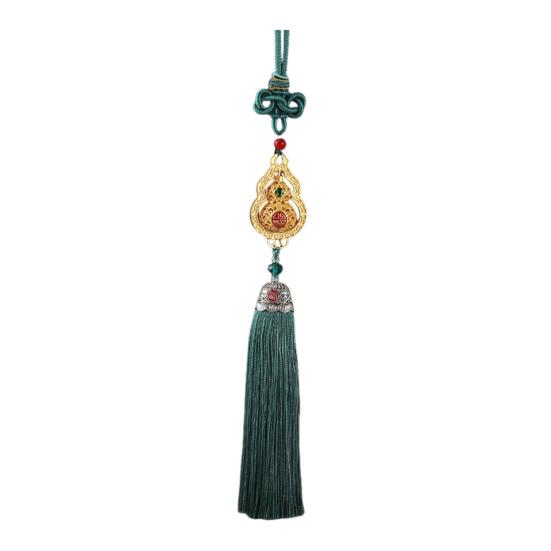 Chinese Style Gourd Car Hanging Decoration Rotatable Fu Character Gourd Tassels Car Rearview Mirror Charm Feng Shui Ornament Pendant Accessories