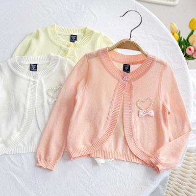 Girls Solid Color Cardigan Sweater Toddler Baby Kids Long Sleeve Dress Up Button Closure Cropped Jacket Tops