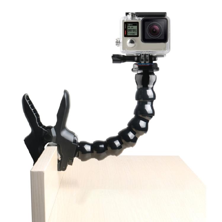 Action Camera Fixing Clamp With Multiple Section Flexible Arm For Camera Capturing Wide Ranging Perspective