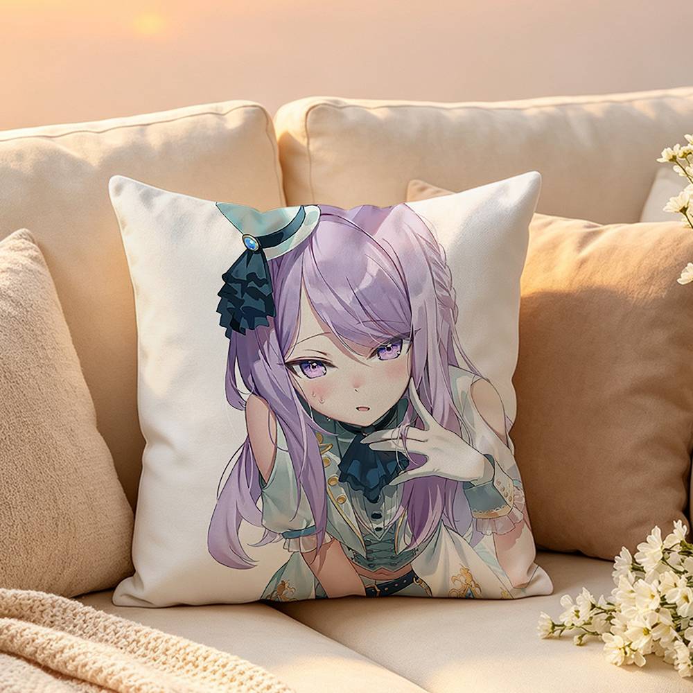 Cute Mejiro Mcqueen Uma Musume Pillow Case Pattern Printed Pillowcase For Living Room Sofa Cushion Cover